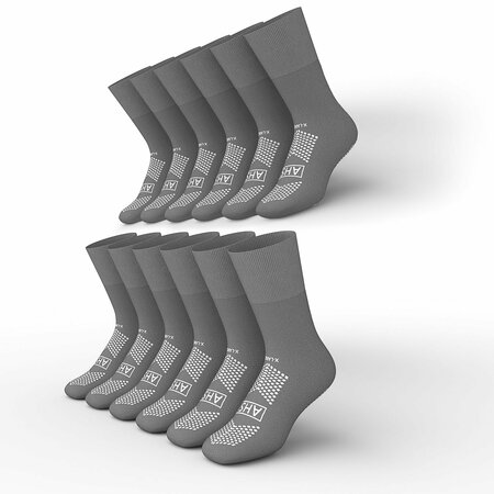 AMERICAN HOSPITAL SUPPLY Anti-Slip Socks, Extra Large, Gray, 6PK AHS-SS-XL-G6_PK